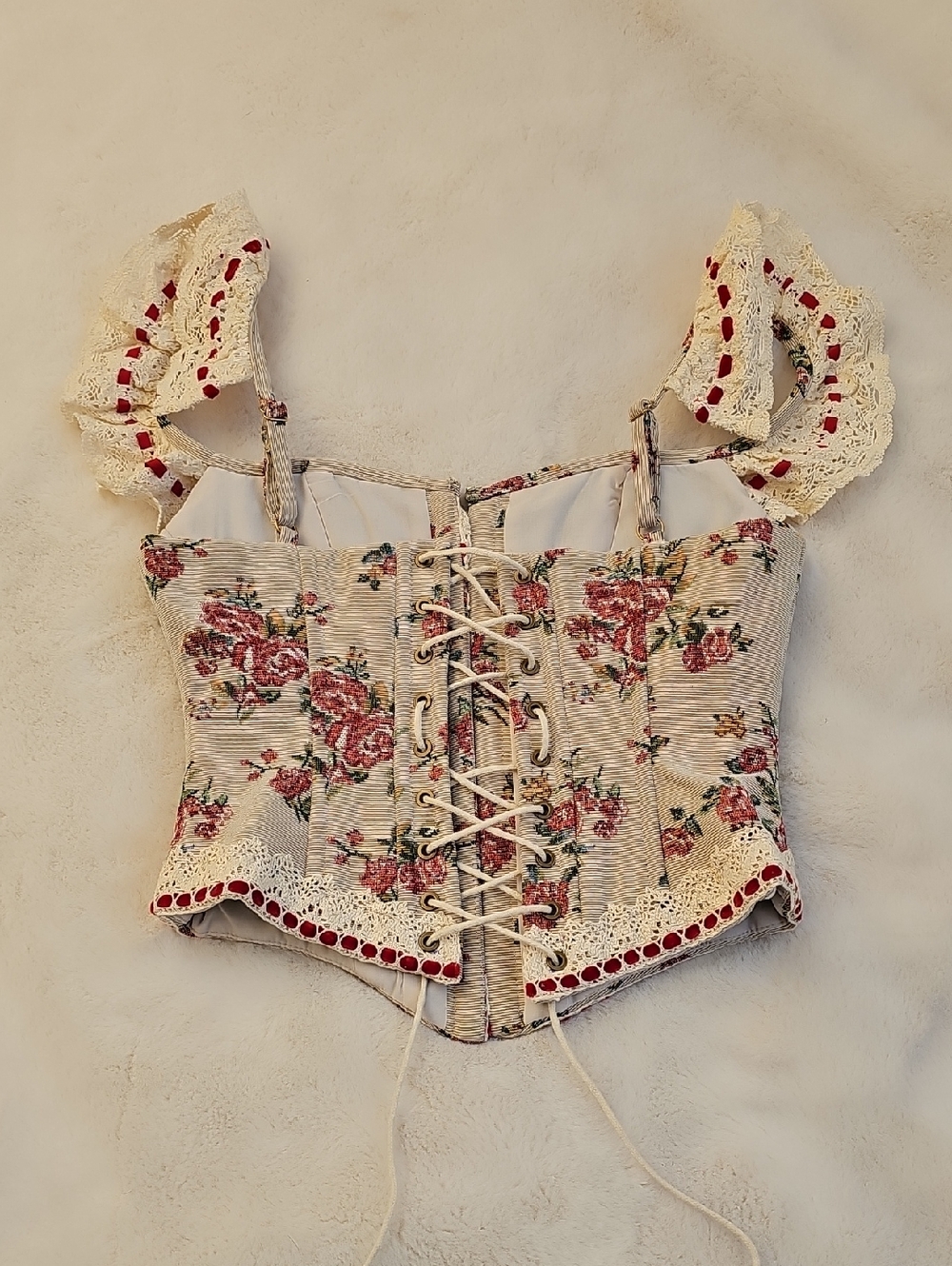 Lace Made Rosey Cottage Corset Size Small - Picture 8 of 10